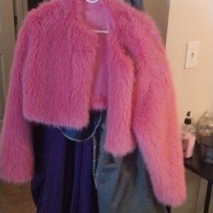 Vibrant pink faux coat